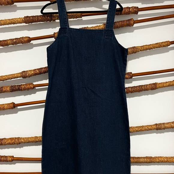 MKRM Dark Wash Denim Overall Dress with Red Zipper - Picture 3 of 3